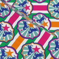Circus Ponies and Stars Multi Stripes Pink and Orange