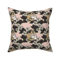 Blackberries and Cream - Cottontail Sisters - Aged Pink Woven - Large scale