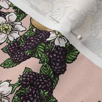 Blackberries and Cream - Cottontail Sisters - Aged Pink Woven - Large scale