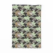 Miss Mopsy - Blackberries and Cream Floral Lattice - Light Moss Green woven - Large scale