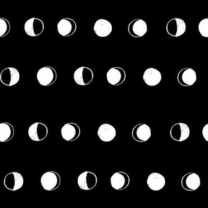moon phases fabric // astronomy night sky moon eclipse full moons design black and white
