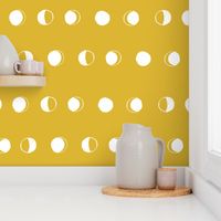 moon phases fabric // astronomy night sky moon eclipse full moons design mustard