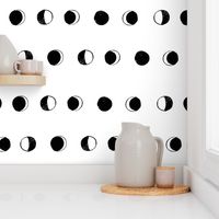 moon phases fabric // astronomy night sky moon eclipse full moons design white black