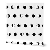 moon phases fabric // astronomy night sky moon eclipse full moons design white black