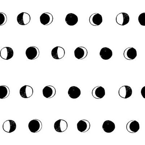 moon phases fabric // astronomy night sky moon eclipse full moons design white black
