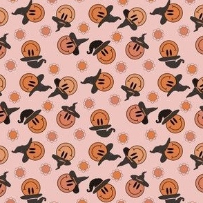 boho witch smile face - spooky halloween fabric