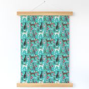 Italian Greyhound christmas fabric candy canes christmas stockings snowflakes blue