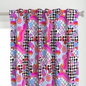 JUMBO y2k cute collage fabric - flip phone, y2k, collage, checker, trendy, heart, cherries fabric