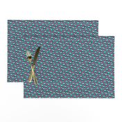 MINI alien checker fabric - trippy trendy alien head design with purple checkerboard