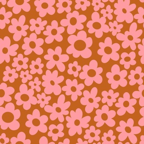 JUMBO retro floral fabric - hippie floral fabric, hippie flowers, boho 