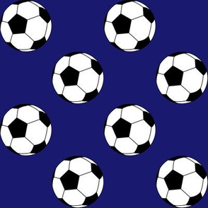 Two Inch Black and White Soccer Balls on Midnight Blue