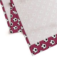 Two Inch Black and White Soccer Balls on Sangria Pink