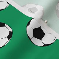 Two Inch Black and White Soccer Balls on Shamrock Green