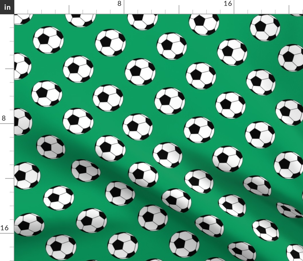 Two Inch Black and White Soccer Balls on Shamrock Green