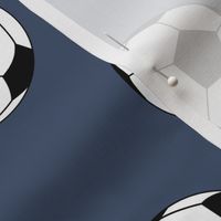 Three Inch Black and White Soccer Balls on Blue Jeans Blue