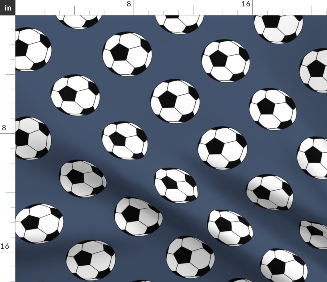 Three Inch Black and White Soccer Balls on Blue Jeans Blue