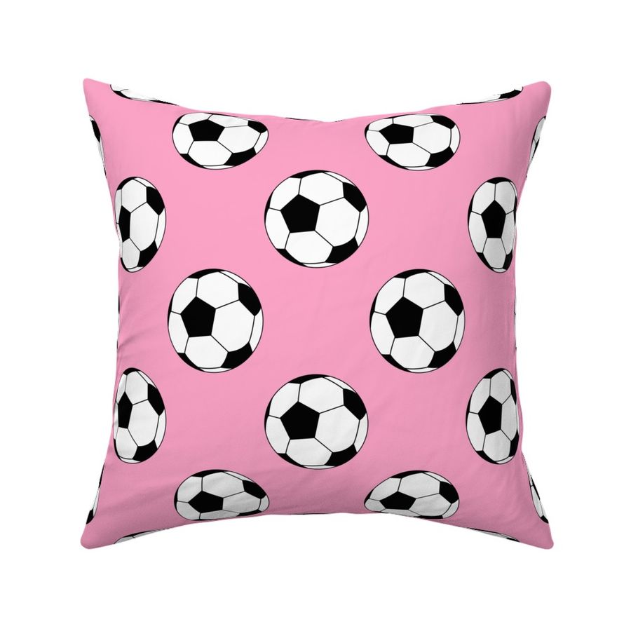 Three Inch Black and White Soccer Balls on Carnation Pink