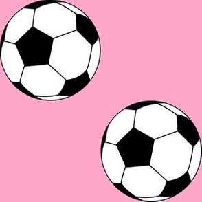 Three Inch Black and White Soccer Balls on Carnation Pink