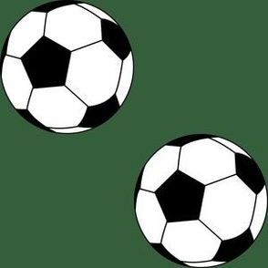 Three Inch Black and White Soccer Balls on Hunter Green