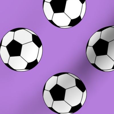 Three Inch Black and White Soccer Balls on Lavender Purple