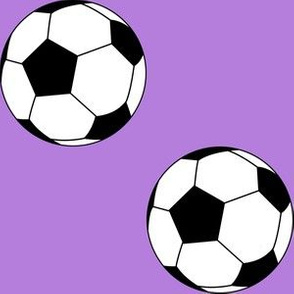 Three Inch Black and White Soccer Balls on Lavender Purple