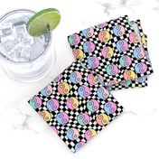 90s ying yang checkerboard fabric y2k fabric, gen z fabric, pastel, checkerboard