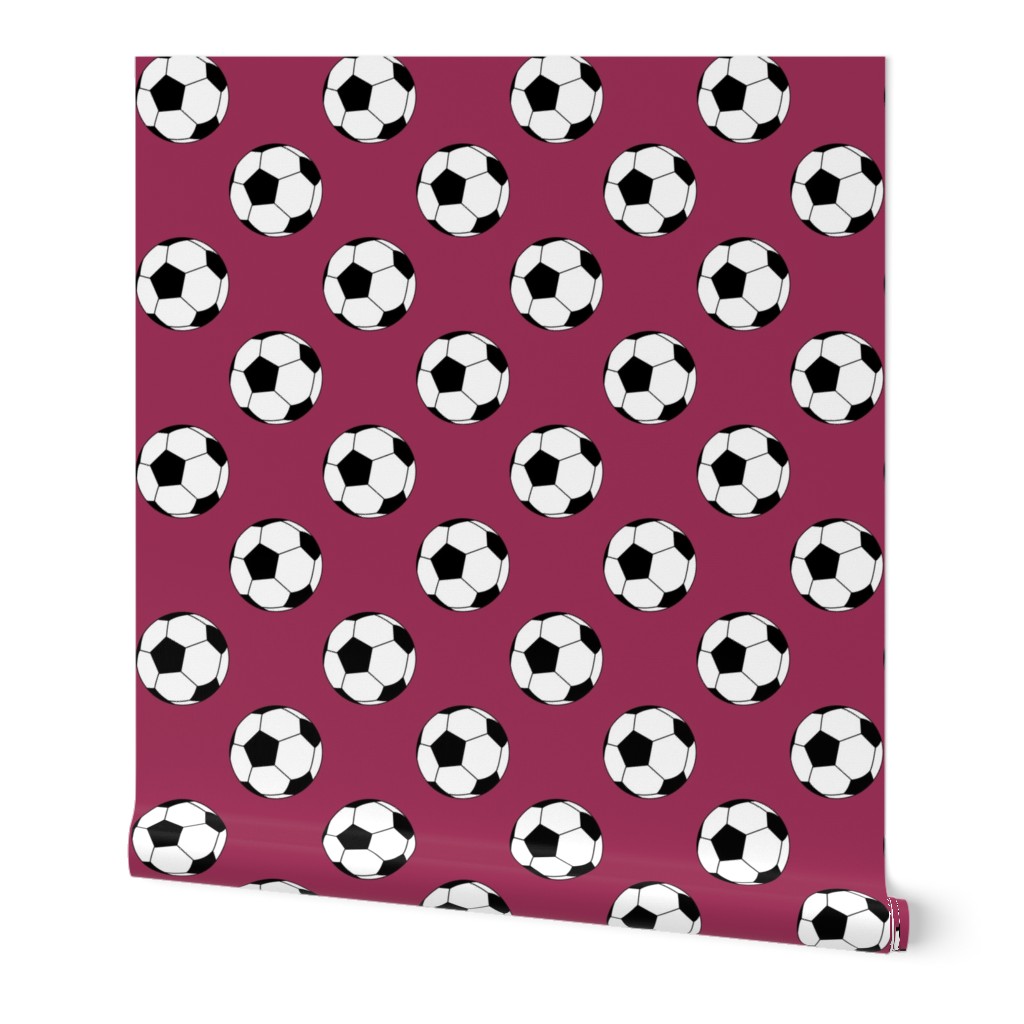 Three Inch Black and White Soccer Balls on Sangria Pink