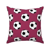 Three Inch Black and White Soccer Balls on Sangria Pink