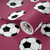 Three Inch Black and White Soccer Balls on Sangria Pink