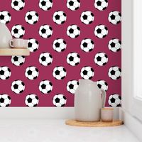 Three Inch Black and White Soccer Balls on Sangria Pink