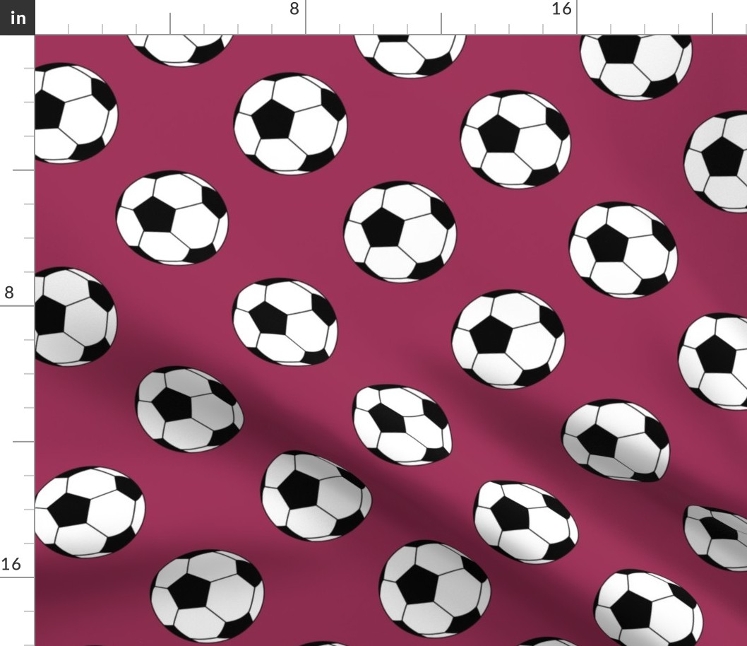 Three Inch Black and White Soccer Balls on Sangria Pink