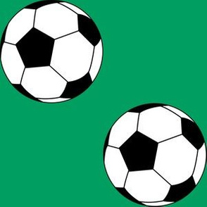 Three Inch Black and White Soccer Balls on Shamrock Green