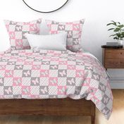 Pink Gray Butterfly Polka Dot Quilt Blocks