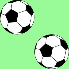 Three Inch Black and White Soccer Balls on Mint Green