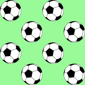Two Inch Black and White Soccer Balls on Mint Green