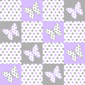 Purple Lavender Gray Butterfly Polka Dot Quilt Blocks