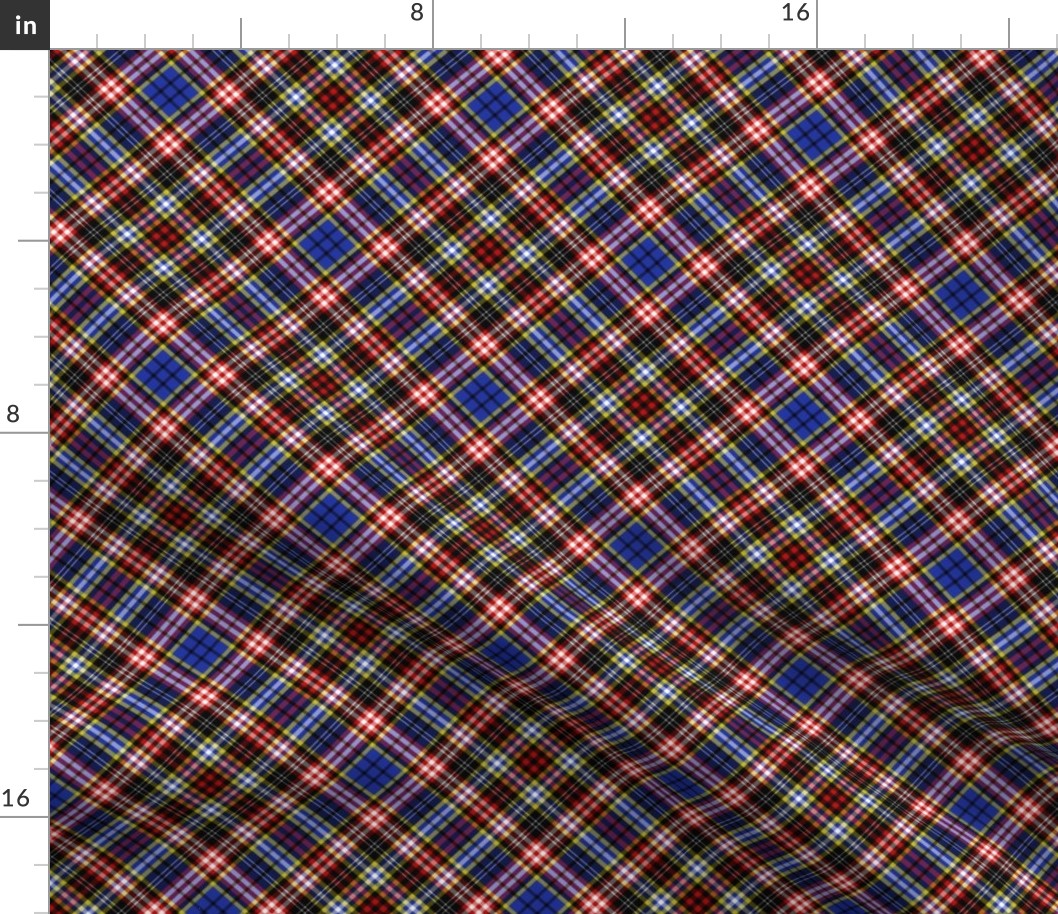 Ogilvy or Drummond of Strathallan tartan, blue modern, 6" diagonal