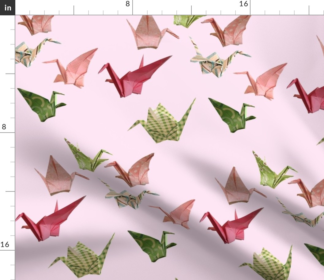 Pink Peace Cranes - Large Repeat Version