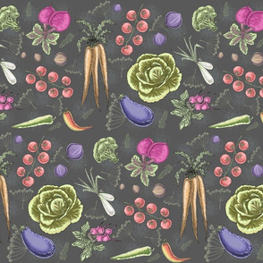 Farm veggies (grey) by HelenPdesigns