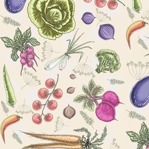 Farm veggies (cream) by HelenPdesigns