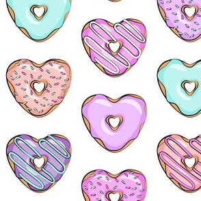 heart shaped donuts - valentines multi on white