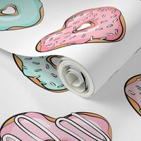 heart shaped donuts - valentines pink & mint