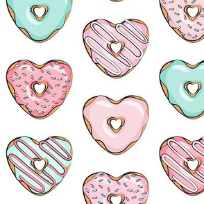 heart shaped donuts - valentines pink & mint