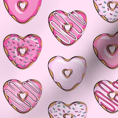 heart shaped donuts - valentines pink  on pink