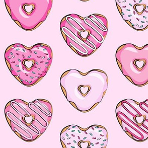 heart shaped donuts - valentines pink  on pink