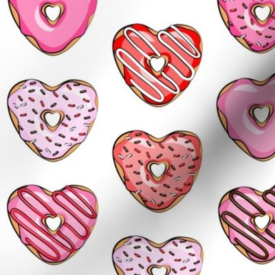 heart shaped donuts - valentines red and pink 