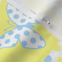 Yellow Blue Butterfly Polka Dot Quilt Blocks