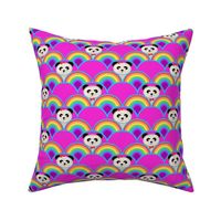 panda rainbow scallop fabric // rainbow Panda baby nursery