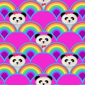 panda rainbow scallop fabric // rainbow Panda baby nursery