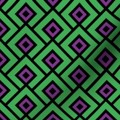 Geometric Pattern: Layered Diamonds: Green/Purple